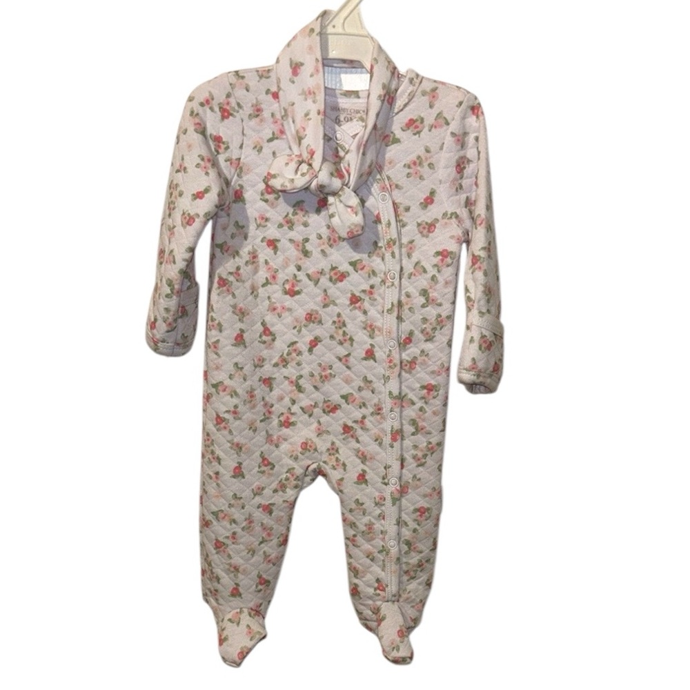 Shabby Chic Pink and Green Footies One Piece NWOT